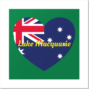 Lake Macquarie NSW Australia Australian Flag Heart Posters and Art